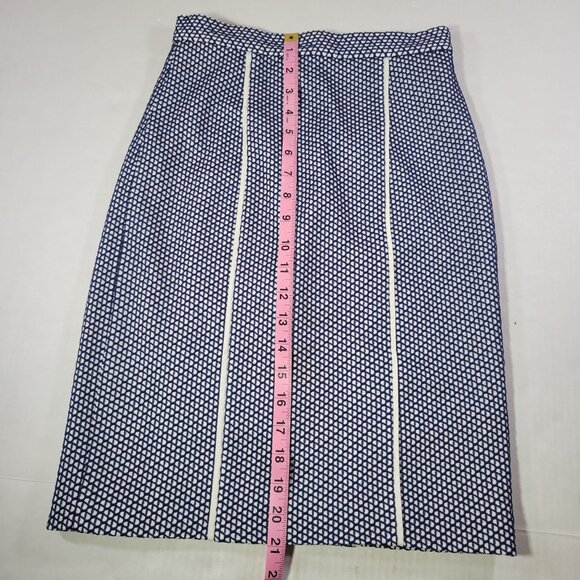 Rebecca Minkoff Professional Navy & White Silk Geometric Pencil Skirt Size 0 - Picture 5 of 7
